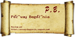 Pávay Begónia névjegykártya